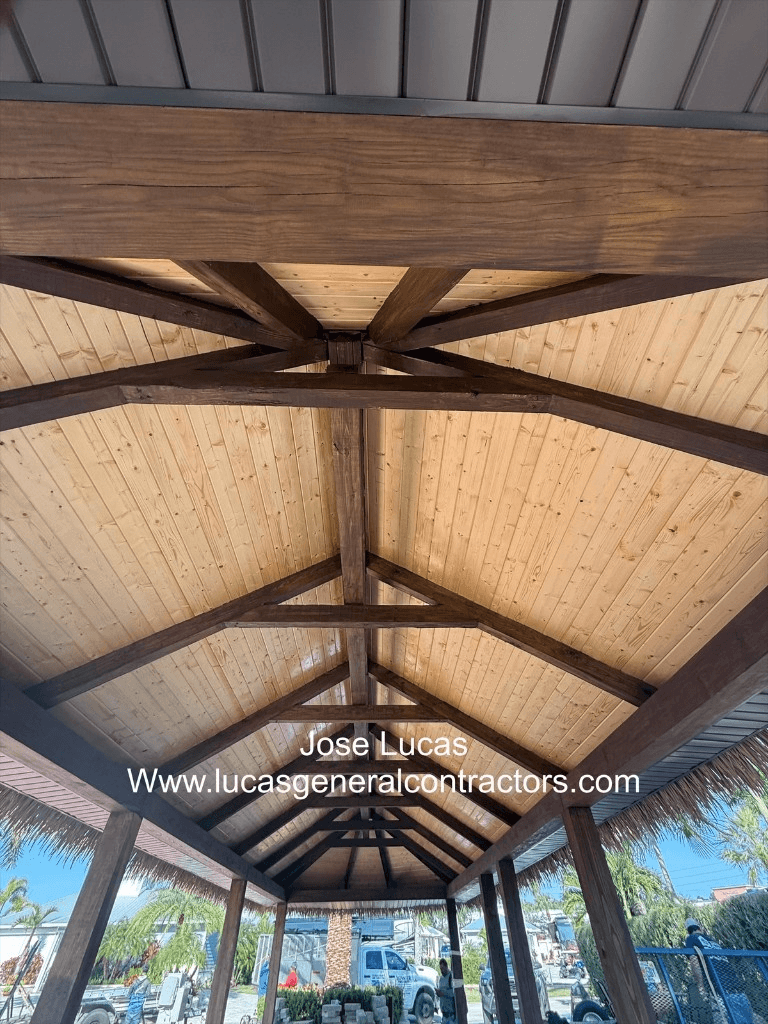 Pavilion ceiling and wood structure